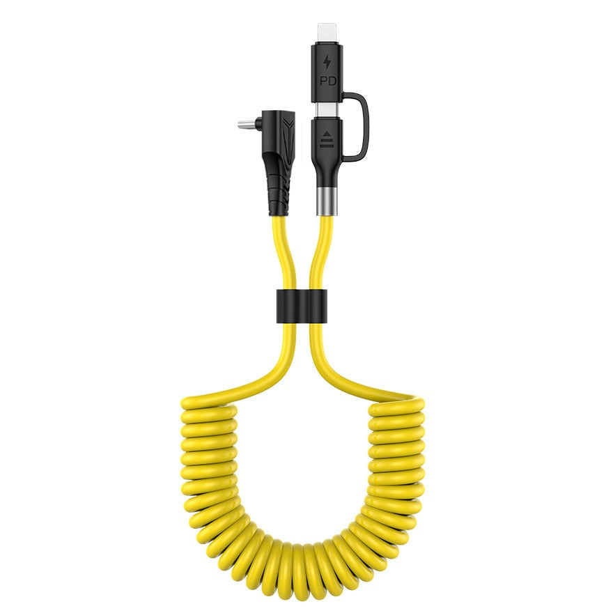 Spring car PD data cable 60w 2-in-1 elbow telescopic fast charging cable suitable for Ideal Wenjie Tesla - V.I.P Digital Presence