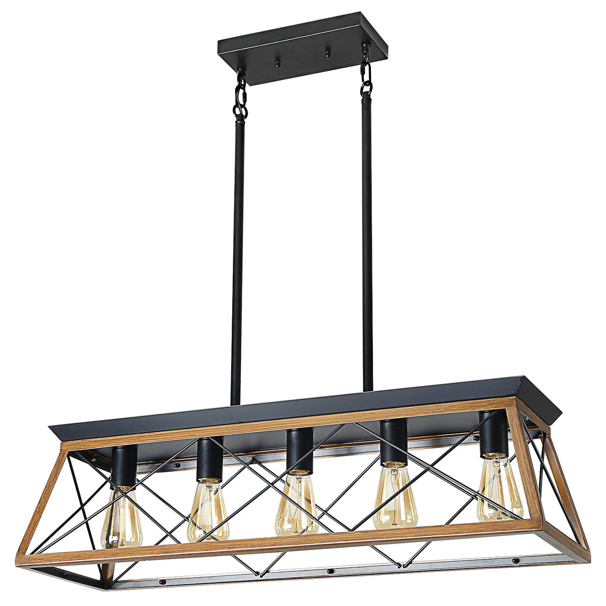 Farmhouse Chandeliers With 5 Bulbs For Dining Room Walnut - V.I.P Digital Presence
