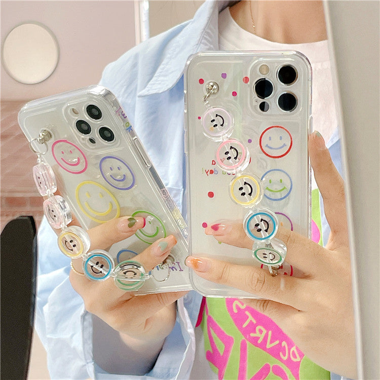 Creative Bracelet Transparent Smiley Face Suitable For iPhone 12promax Apple 11 Mobile Phone Case X/13