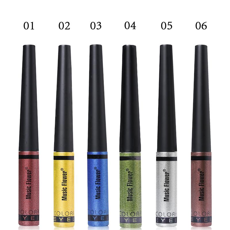 Music Flower Brand 6 Color Shimmer Liquid Eyeliner Pen Brightening Eyes Makeup Eye Liner Pencil Waterproof Quick Drying Eyelid - V.I.P Digital Presence