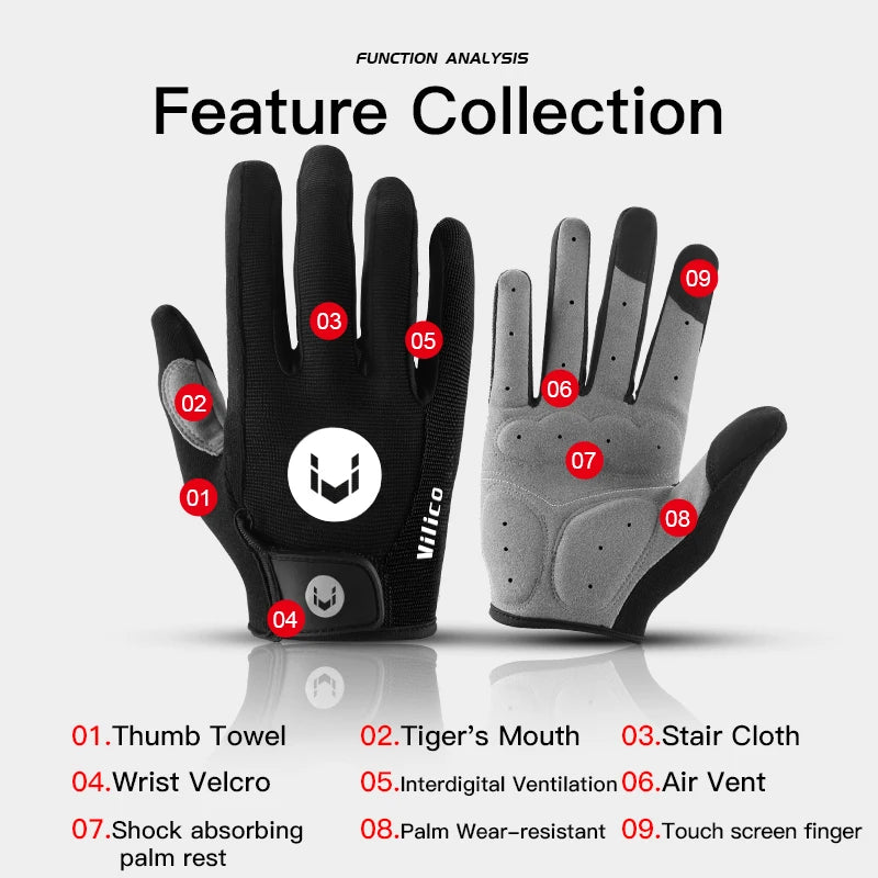 Men and women outdoor cycling windproof and cold proof motorcycle electric bike full finger touch screen anti slip gloves - V.I.P Digital Presence
