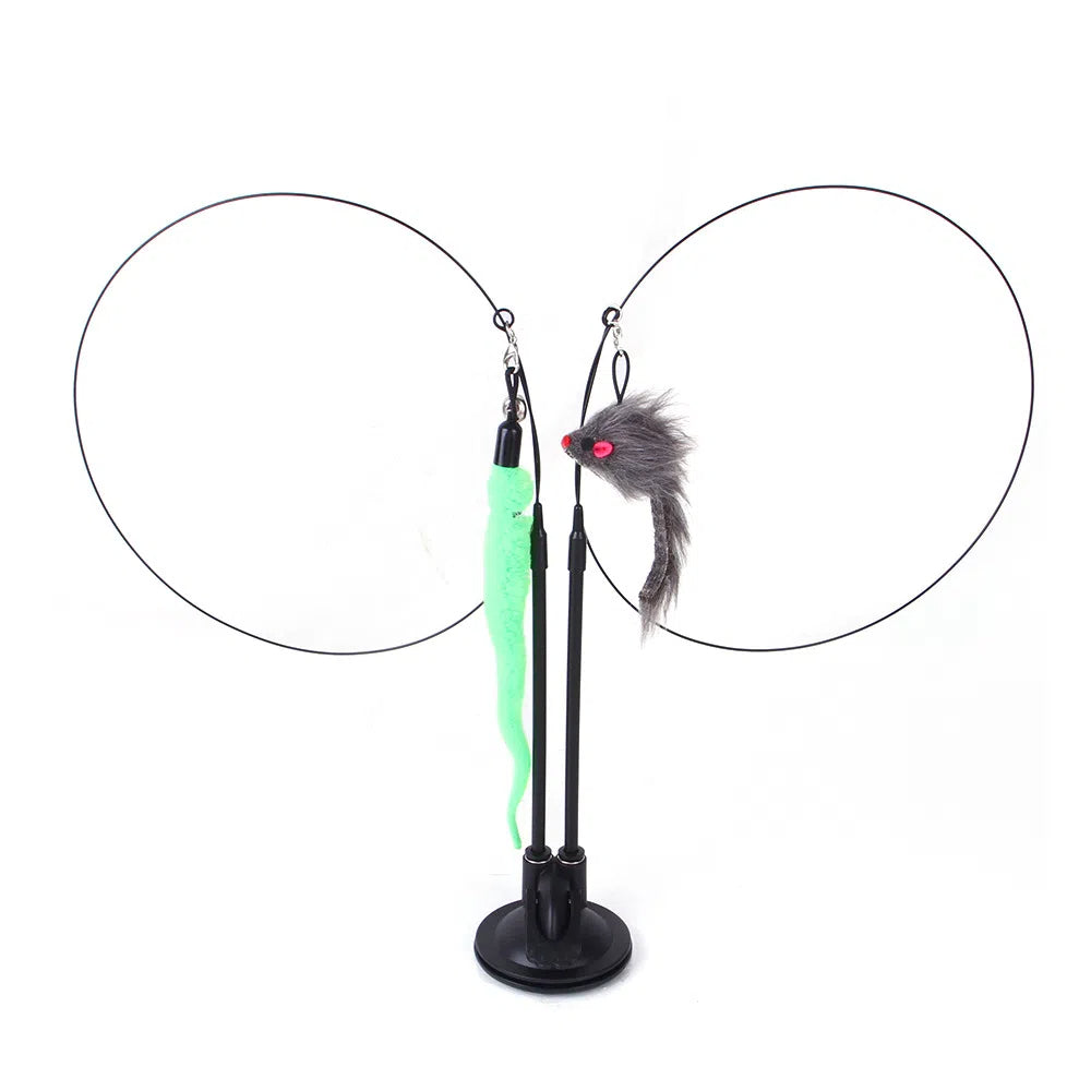 Suction cup cat toy stick that can be attached and held with steel wire multi head interchangeable cat toy and pet supplies - V.I.P Digital Presence