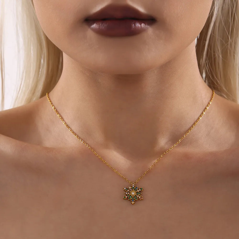 Stainless Steel Inland Zircon Snowflake Necklace - V.I.P Digital Presence