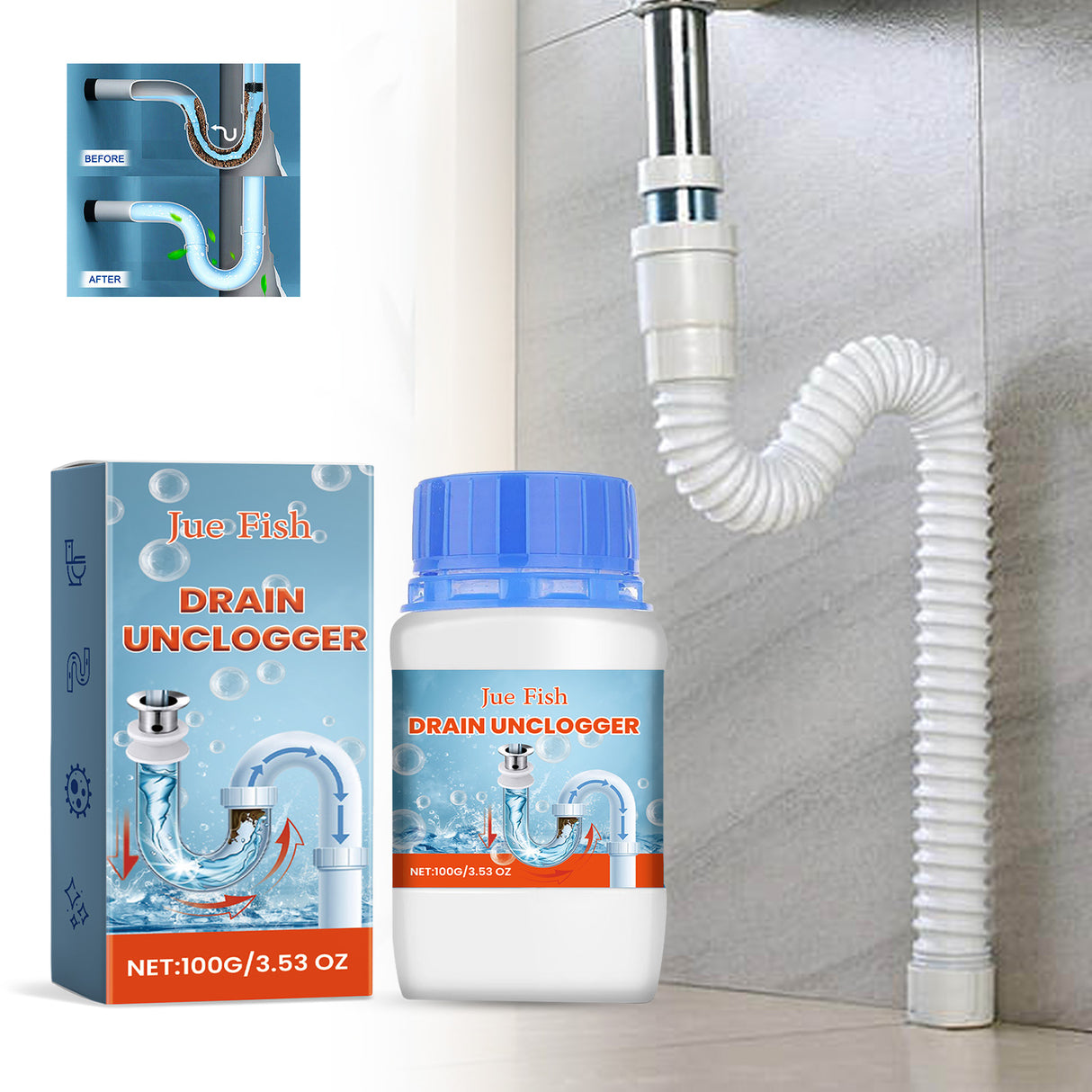 Drain Unclogger, Kitchen Toilet Sewer Pipe Oil Blockage Cleaning Dredging Deodorization - V.I.P Digital Presence