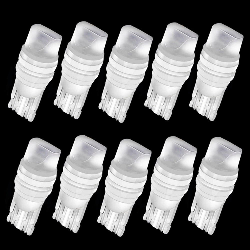 10Pcs T10 W5W Ceramic 3D LED Waterproof Wedge Licence Plate Lights WY5W Turn Side Lamp Car Reading Dome Light Auto Parking Bulb - V.I.P Digital Presence