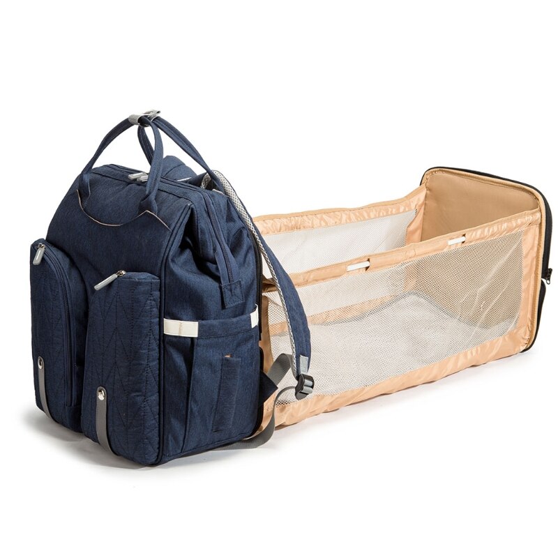 Baby Infant Nappy Changing Bag Portable Large Capacity Folding Crib Diaper Backpack Stroller Straps Pad for Travel Outdoor 28GD - V.I.P Digital Presence