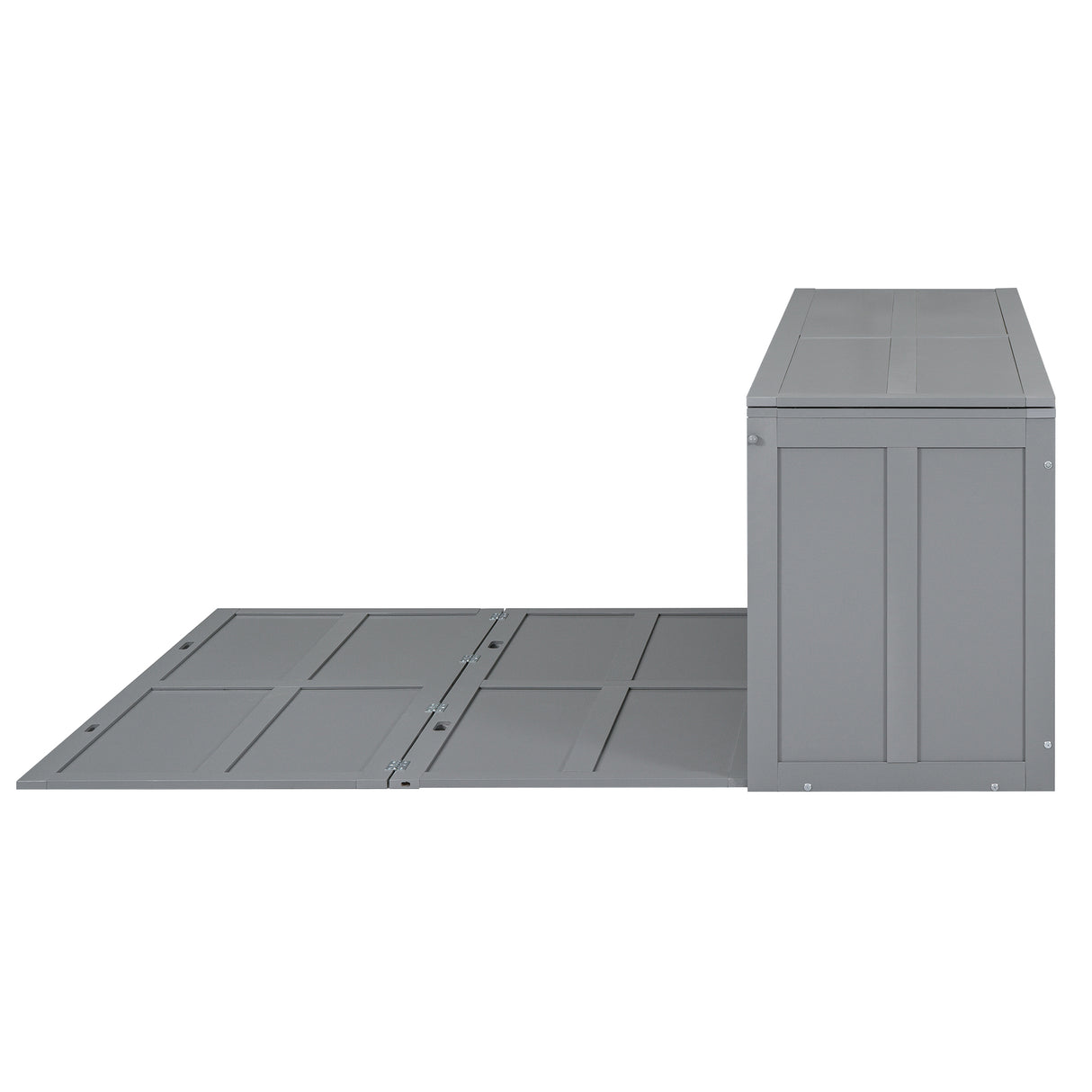 Queen Size Murphy Bed with Rotable Desk Gray