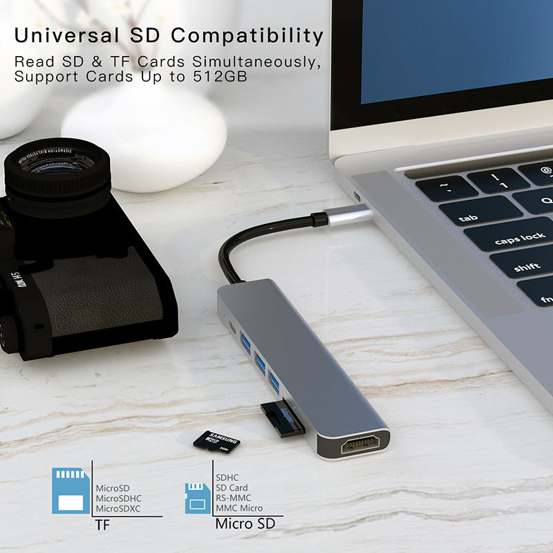 7-in-1 docking station type-c converter suitable for laptop expansion - V.I.P Digital Presence