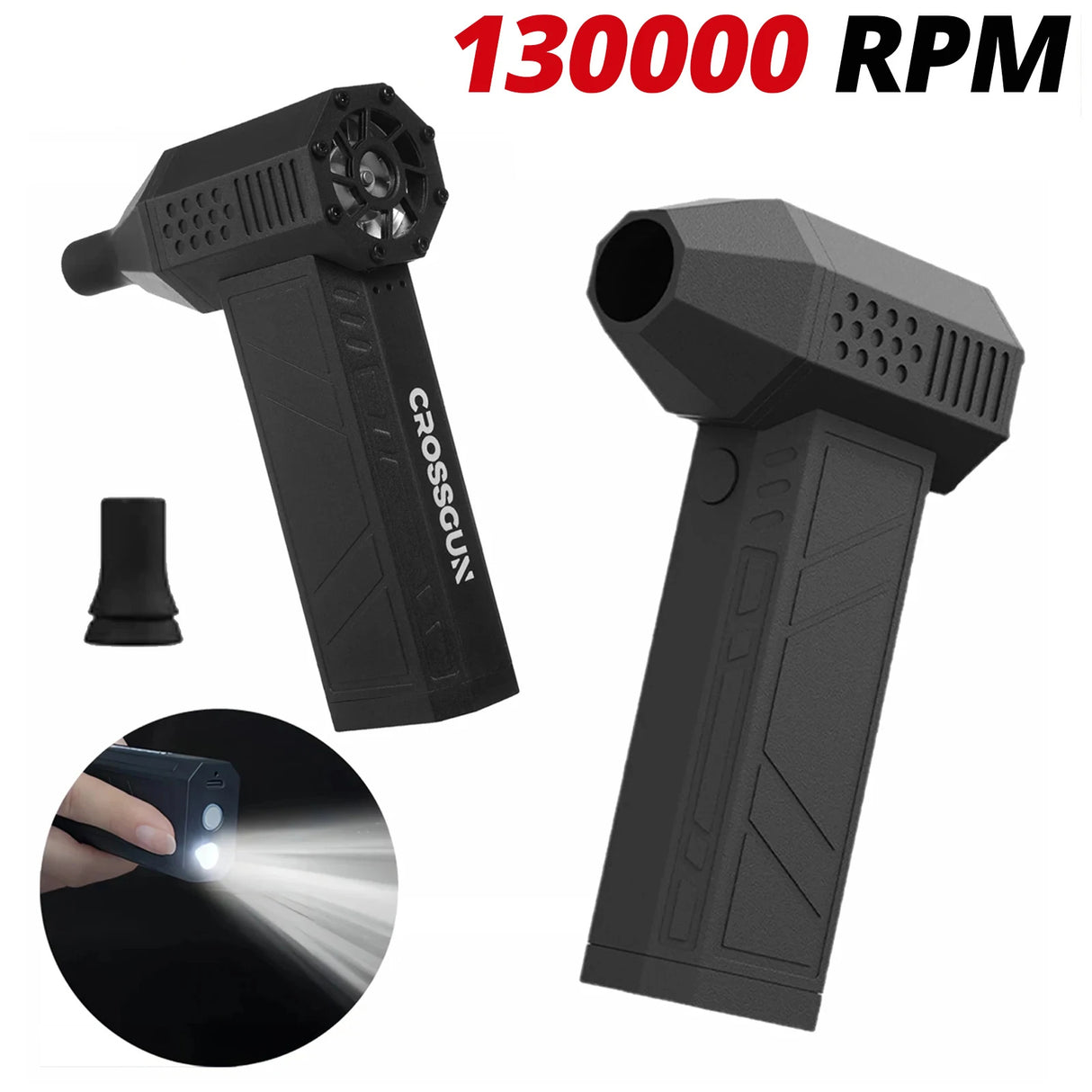 CROSSGUN 130000RPM Jet Turbo King Kong Jetfan Strong Fan Portable Handheld With LED Lighting Blowing Dust Elimination - V.I.P Digital Presence