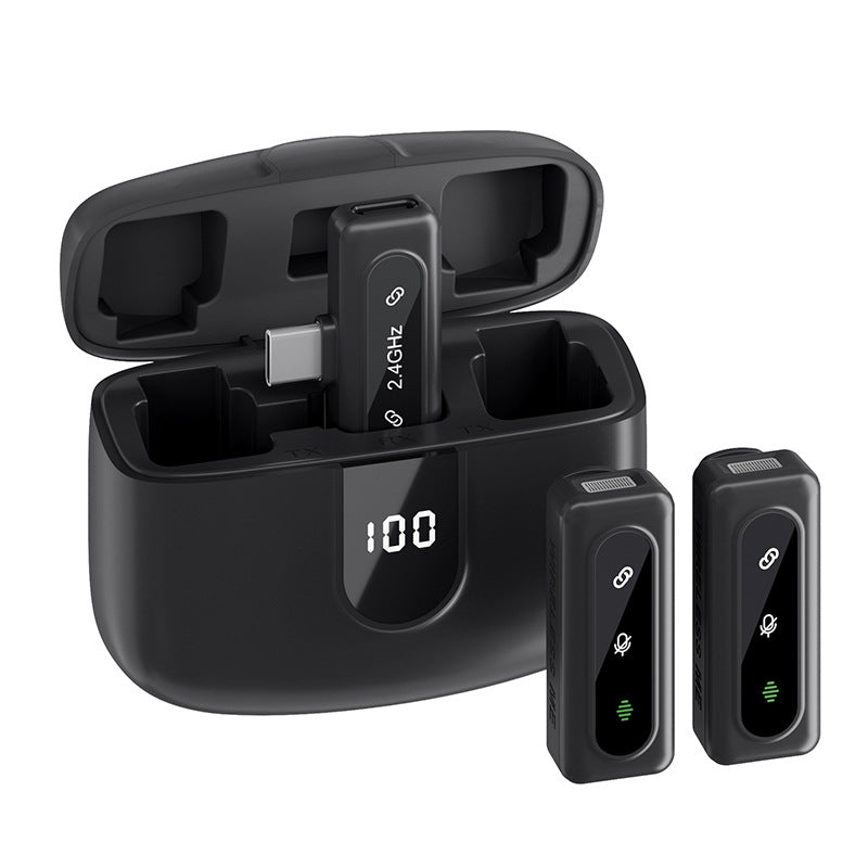 Wireless lavalier microphone J50 intelligent noise reduction digital display charging compartment digital display mini microphone - V.I.P Digital Presence