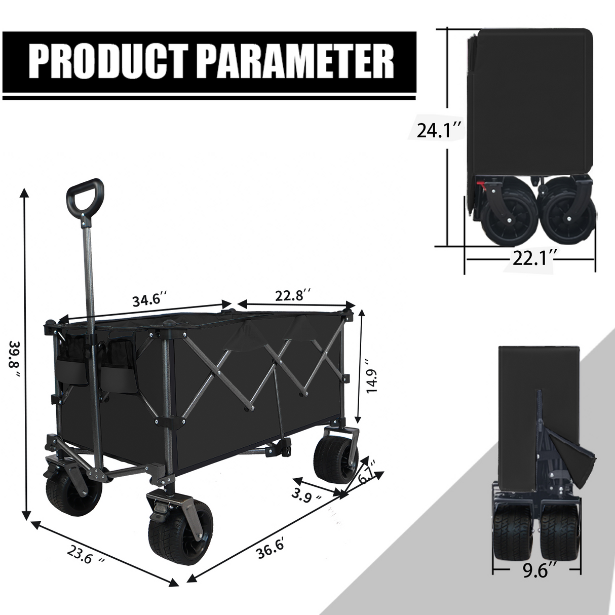 Collapsible Folding Wagon Push Pull Foldable Beach Wagon Cart - V.I.P Digital Presence