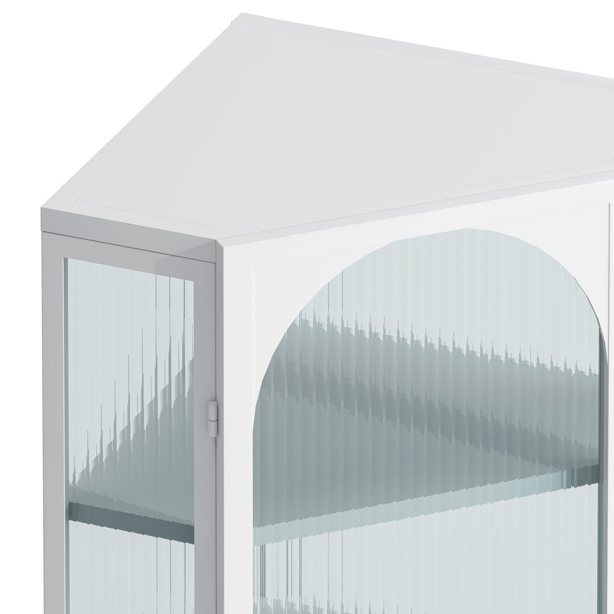 Glass Door Wall Mounted Corner Cabinet with Featuring Four-tier Storage White