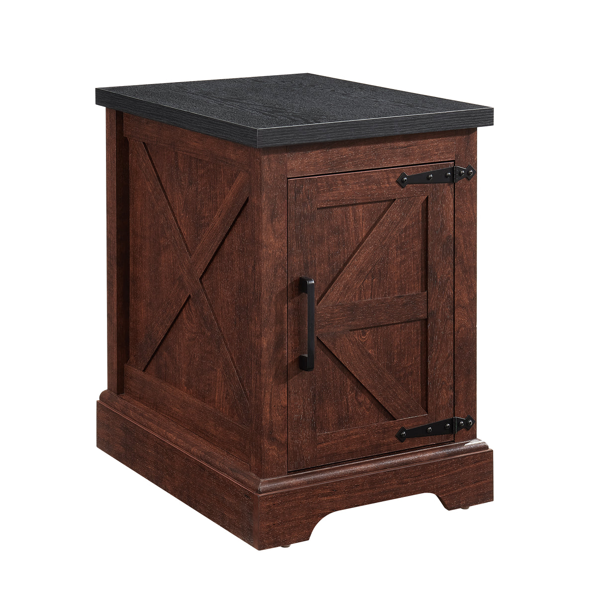 Farmhouse tea table bedside table rectangular farmhouse tea table with barn door and adjustable storage rack OAK - V.I.P Digital Presence