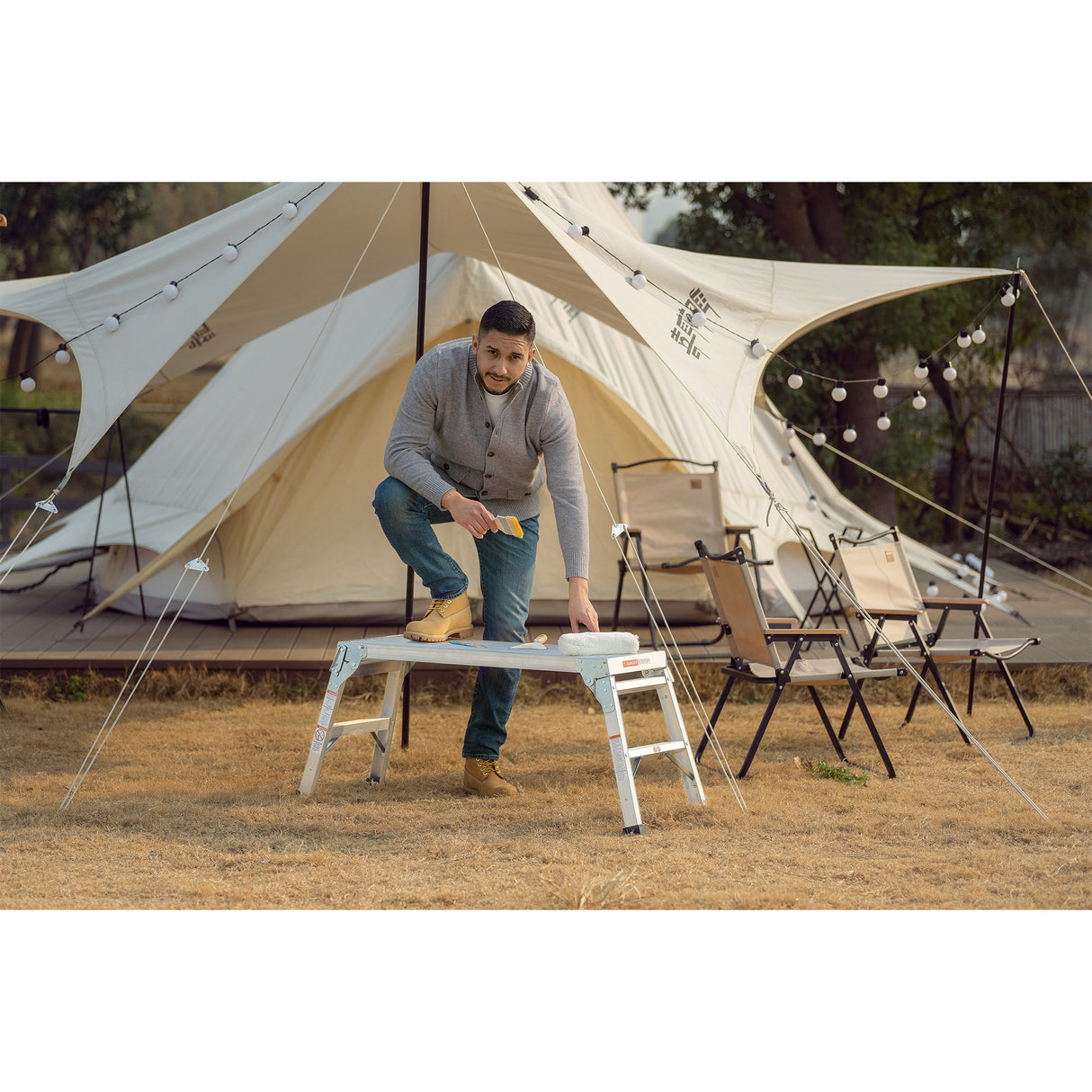 Work Platform Aluminum Portable Bench Folding Ladder ANSI Capacity 225 LBS 40" - V.I.P Digital Presence