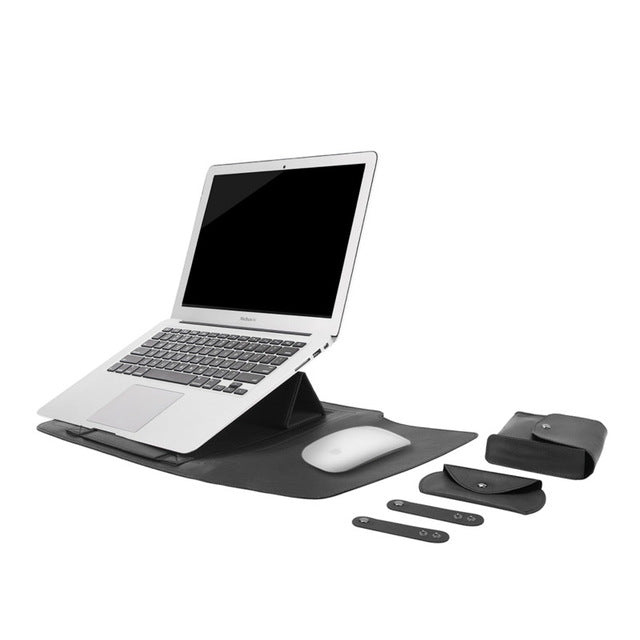 Laptop Bag PU Leather Sleeve Bag Waterproof Case For Macbook Air Pro 13 15 Portable Laptop Notebook Bag With Support Frame - V.I.P Digital Presence