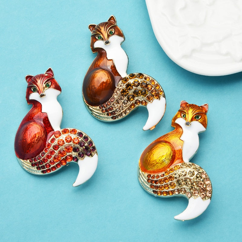 Wuli&baby Rhinestone Enamel Fox Brooches For Women Animal Party Causal Brooch Pins Gifts - V.I.P Digital Presence