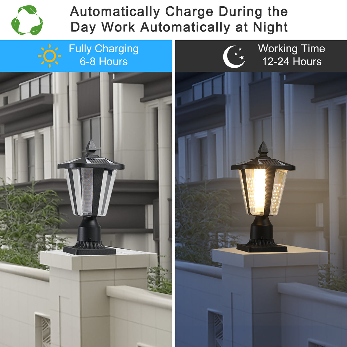 Solar Column Headlights With Dimmable LED - V.I.P Digital Presence