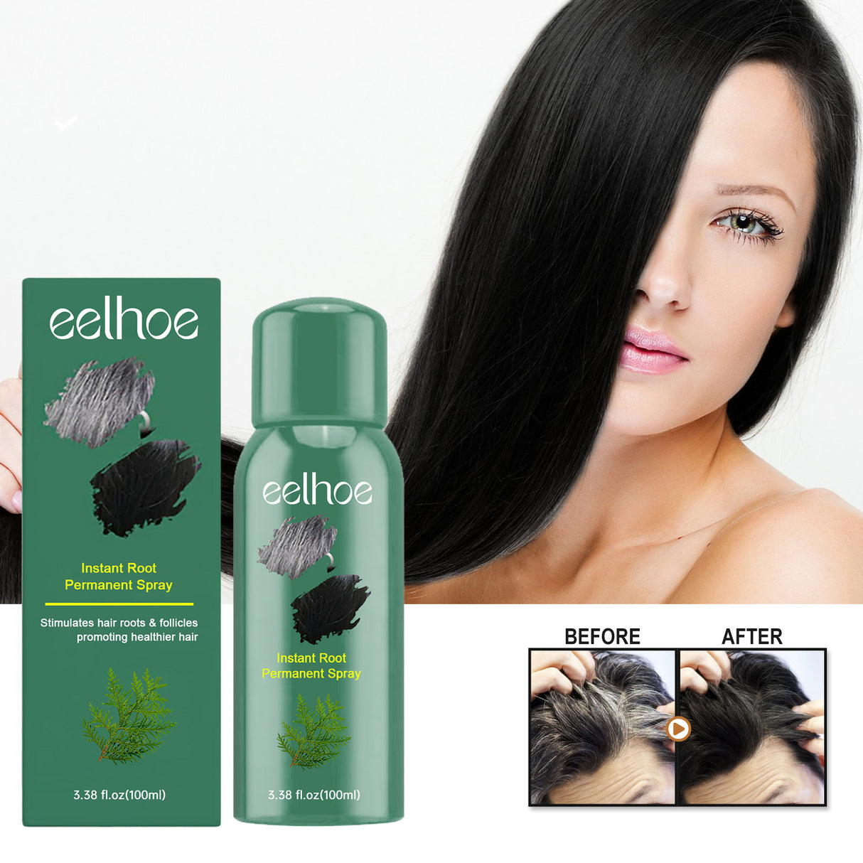 Black Hair Spray Dense Nourishing Roots Shine Smooth Natural Black Hair Cover White Hair Conditioner Spray - V.I.P Digital Presence