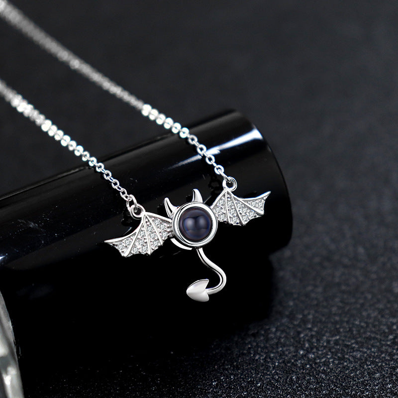 100 languages I love you, projection necklace, female demon, niche European and American design, collarbone chain jewelry - V.I.P Digital Presence