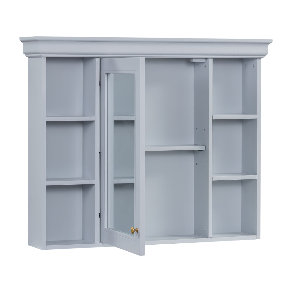 35'' x 28'' Blue Wall Mounted Bathroom Storage Cabinet with Mirror Door, Modern Bathroom Wall Cabinet with Mirror - V.I.P Digital Presence