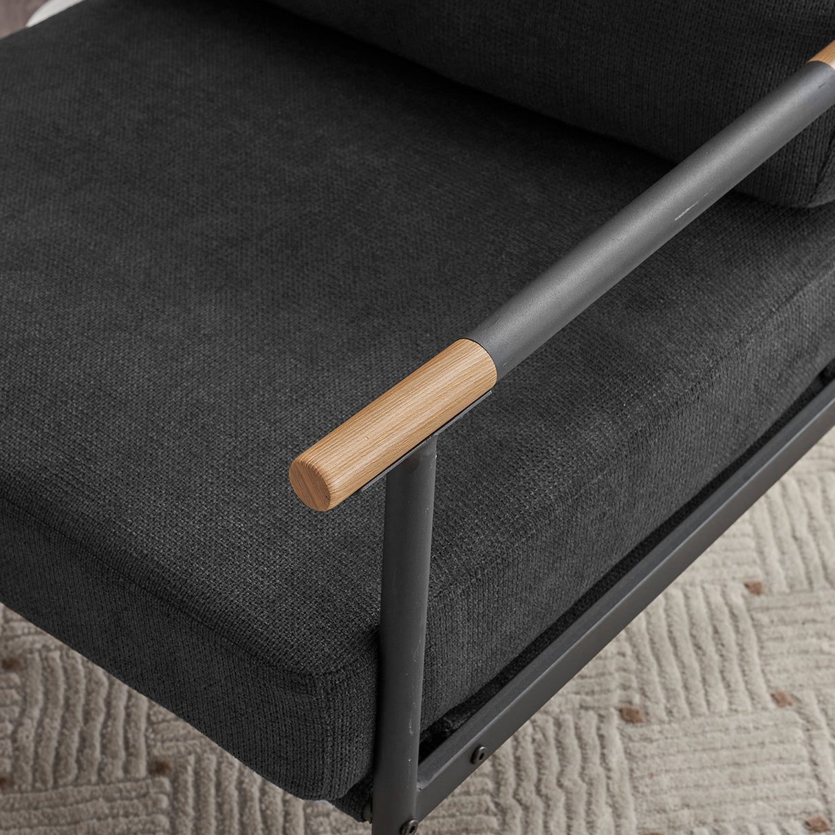 Leisure Lounge Chair Arm Chair with Metal Frame, Upholstered Side Chair Comfy Sitting Chair for Living Room, Black Chenille - V.I.P Digital Presence