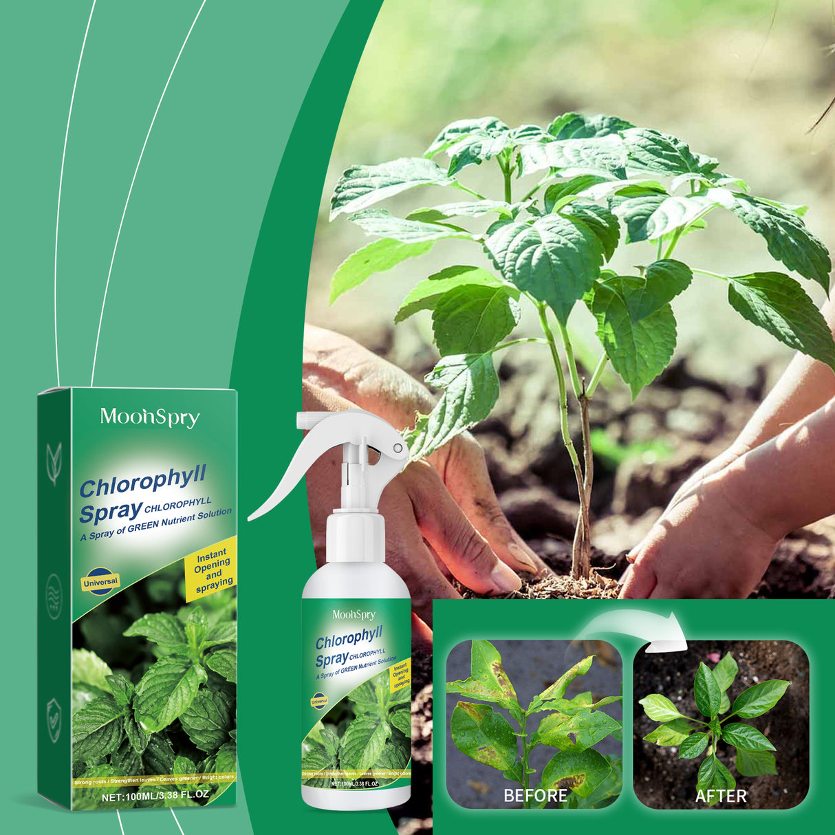 Moonspry Chlorophyll Spray, General Whole Plant Nutrient Solution For Healthy Growth Of Flowers And Fruit Trees And Green Leaves - V.I.P Digital Presence
