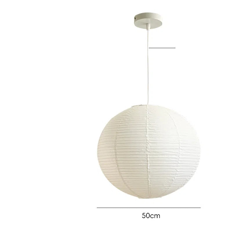 White Japanese style pendant light simple living room round rice paper round LED pendant light - V.I.P Digital Presence