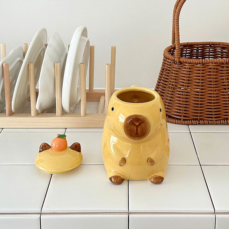 Fun 3D Capybara Mug Pair:3D capybara - designed mugs with handles & lids. A wonderful gift choice for girls. - V.I.P Digital Presence
