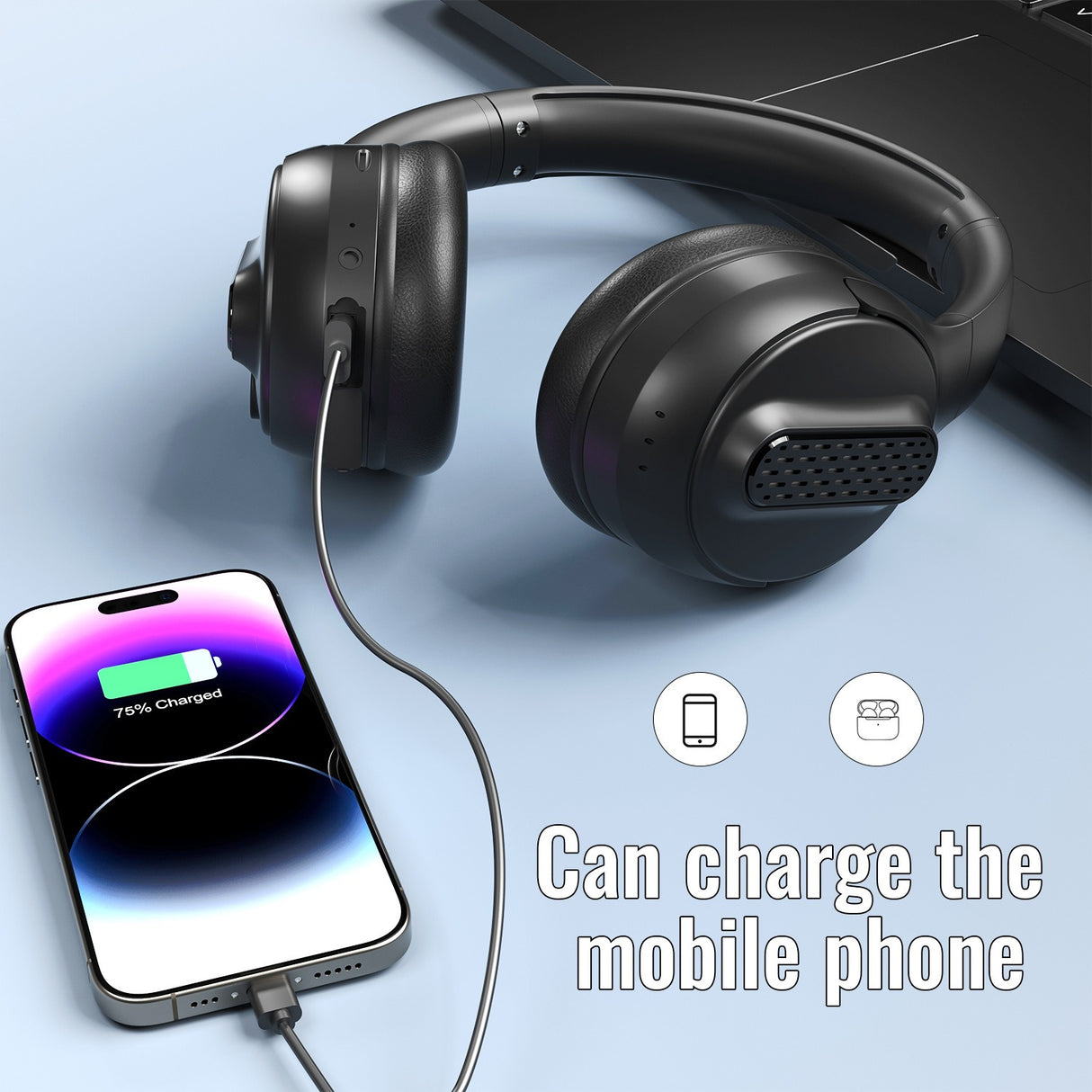 Head mounted Bluetooth earphones with portable power bank wireless earphones Type-C interface foldable card insertion - V.I.P Digital Presence