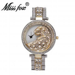 MISSFOX V227 Women Quartz Watch Fashion Bling Casual Ladies Watch Female Quartz Gold Watch Crystal Diamond Leopard For Women Clock - V.I.P Digital Presence