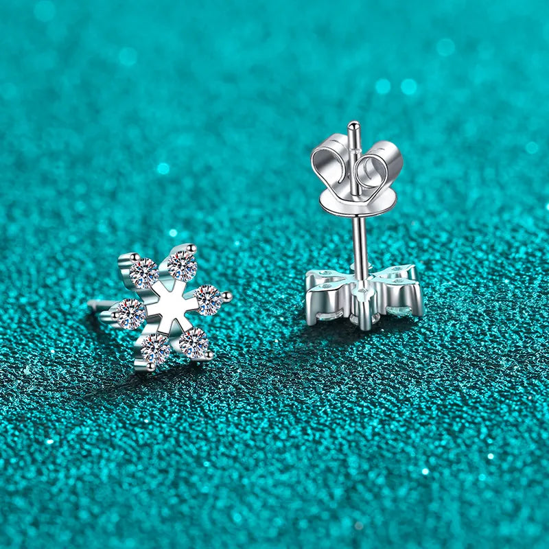 Moissanite 925 Sterling Silver Snowflake Shape Earrings - V.I.P Digital Presence