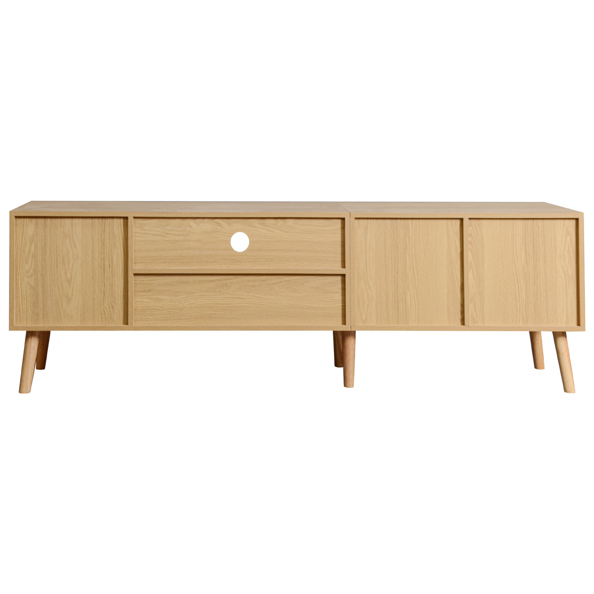 Vine TV stand with 2 cabinets and 2 open shelves, suitable for TVs under 80 inches, with solid wood legs for TV cabinets - V.I.P Digital Presence