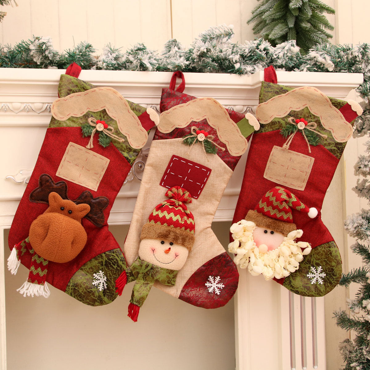 3D Linen Splicing Cartoon Christmas Socks Christmas Decorations Gift Pendants - V.I.P Digital Presence