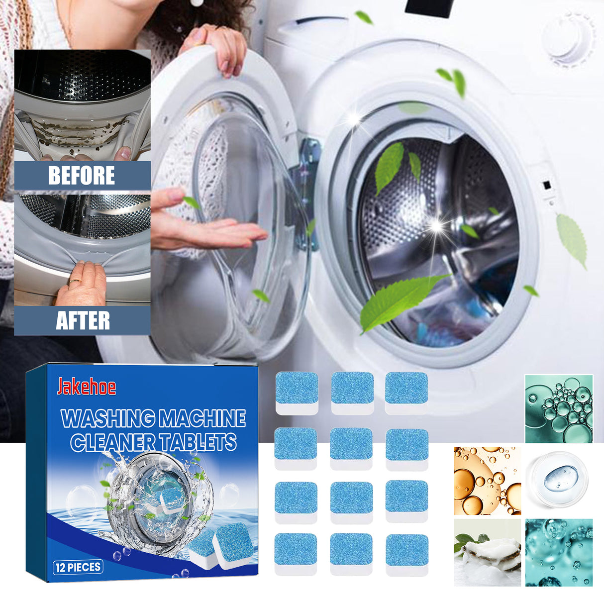 Washing Machine Cleaning Effervescent Tablet, Washing Machine Slot Stain Cleaner Effervescent Tablet Automatic Cleaning - V.I.P Digital Presence