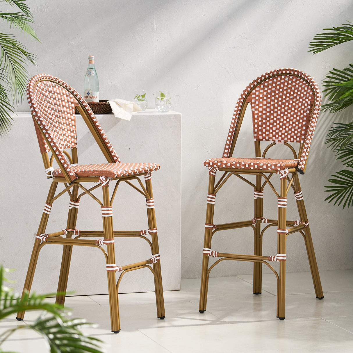 Wicker Bar Stool with Aluminum Frame (Set of 2) - V.I.P Digital Presence