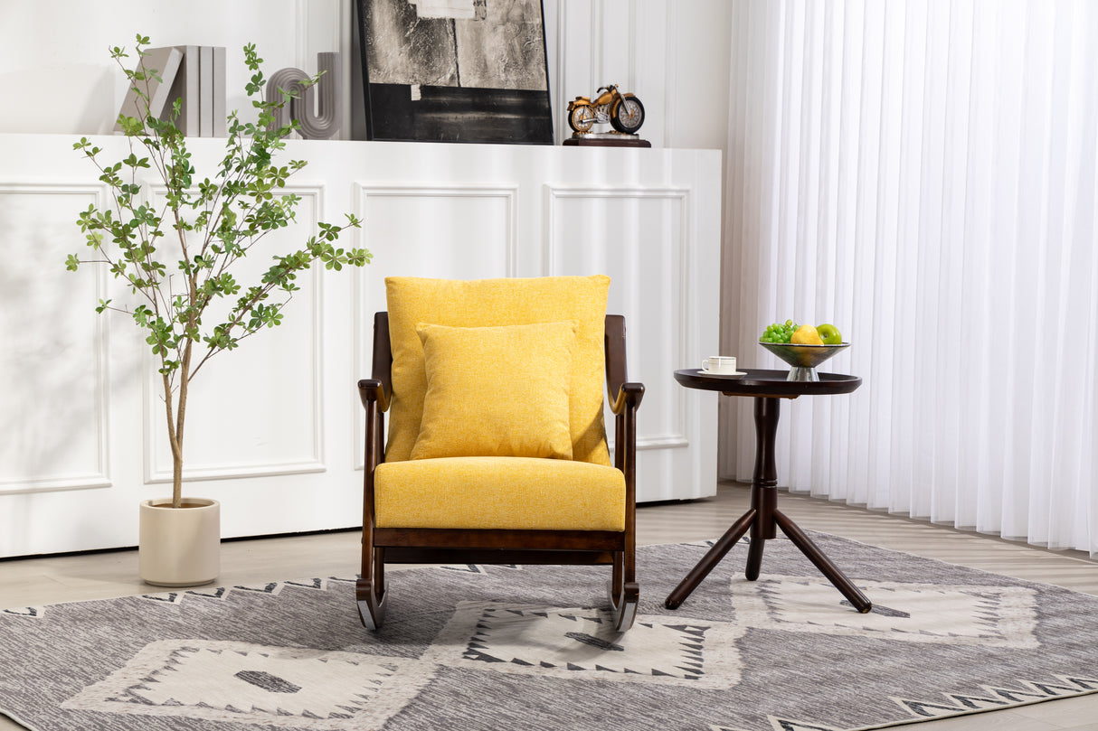 woven fabric Mid Century Modern Accent Chairs Comfy Upholstered Glider Arm Chair with Solid Wood for Living Room Bedroom Balcony - V.I.P Digital Presence