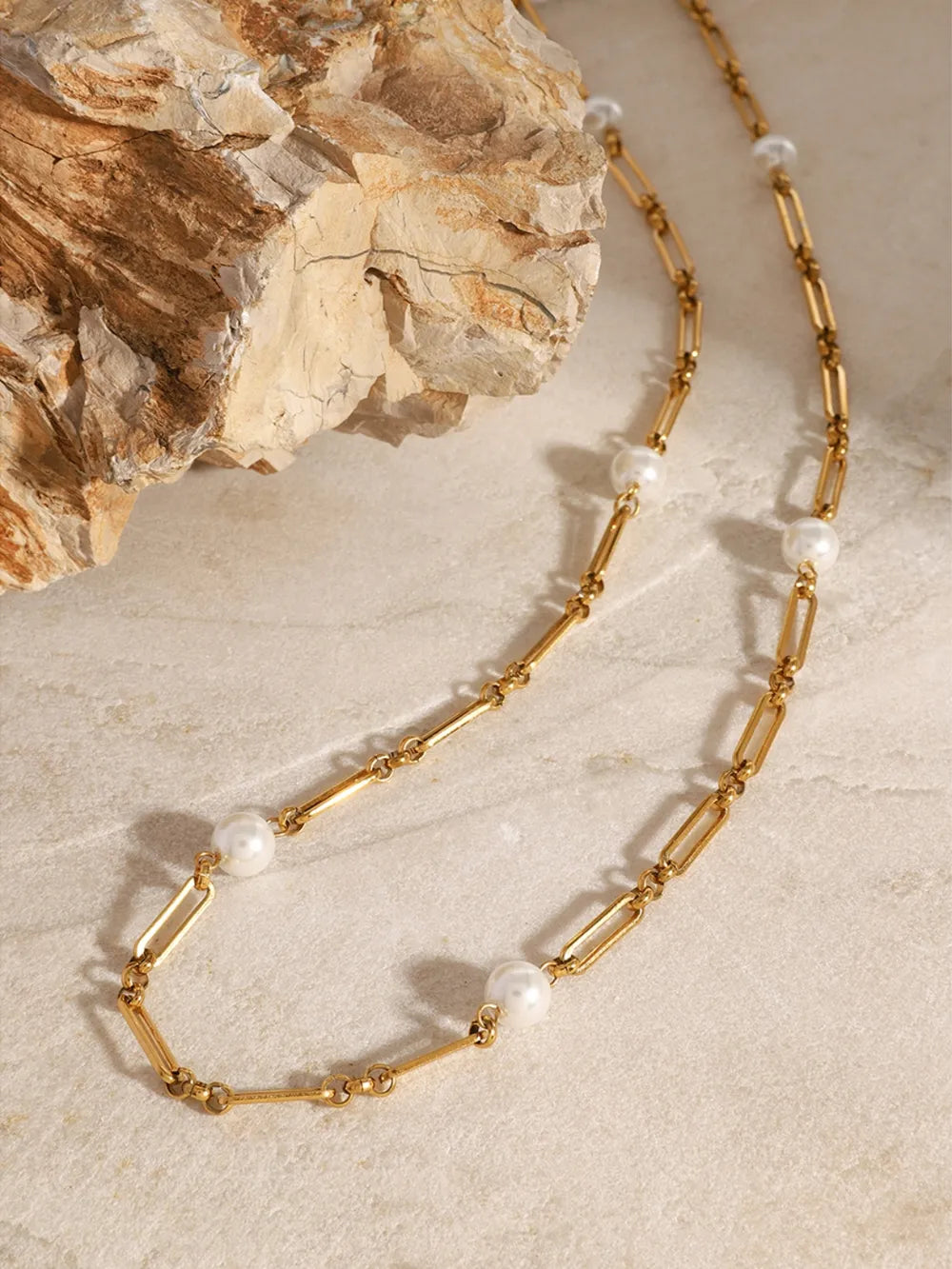 Stainless Steel Pearl Chain Necklace - V.I.P Digital Presence