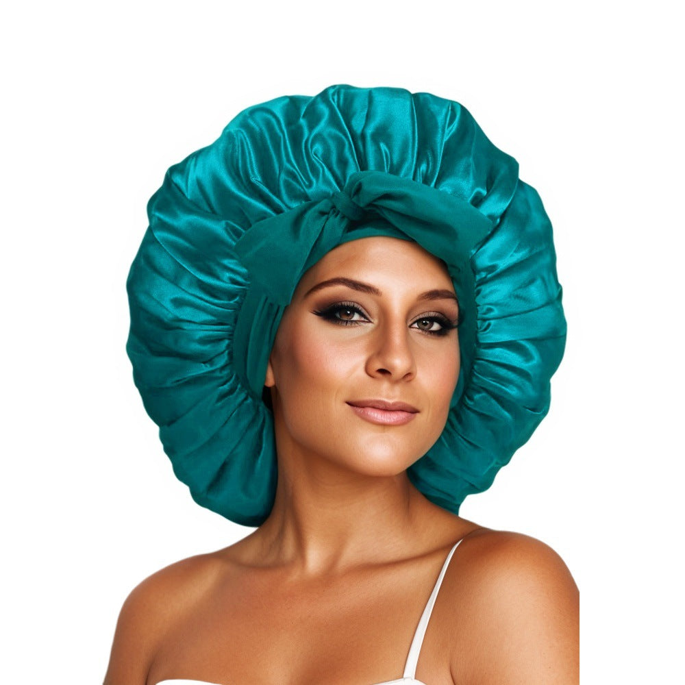 Elastic ribbon bow color Ding round hat solid color night cap wide-brimmed beauty hairdressing head scarf hat - V.I.P Digital Presence