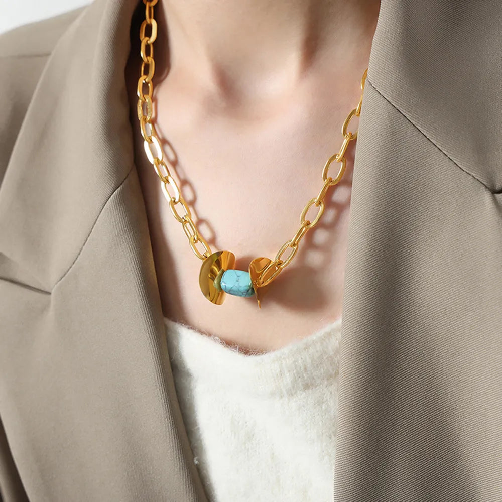 Natural Stone Pendant Titanium Steel Necklace - V.I.P Digital Presence