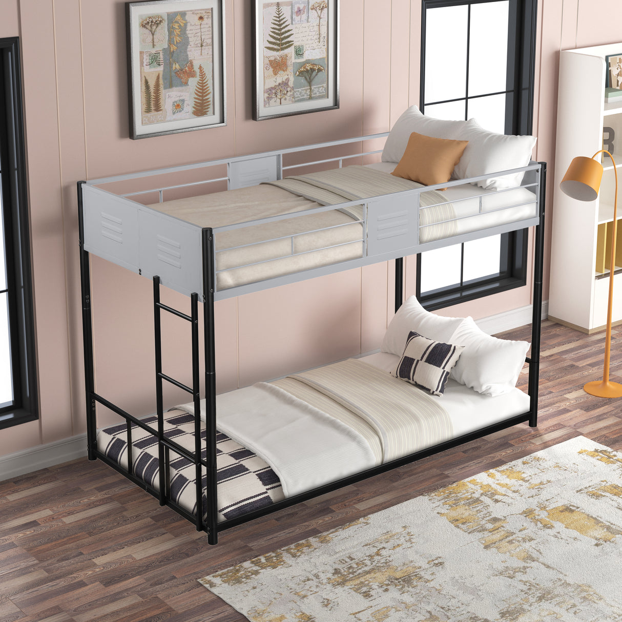 Metal twin bed with ventilation panel for noise reduction/safety guardrail/flexible space support/triple bed/CPC Certified - V.I.P Digital Presence