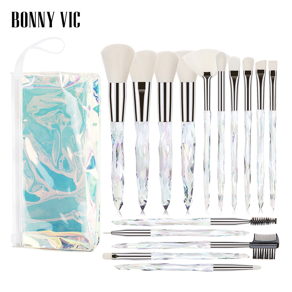 15 pcs Makeup Brushes Diamond Crystal Handle Makeup Tools Foundation Eyeshadow Brush - V.I.P Digital Presence