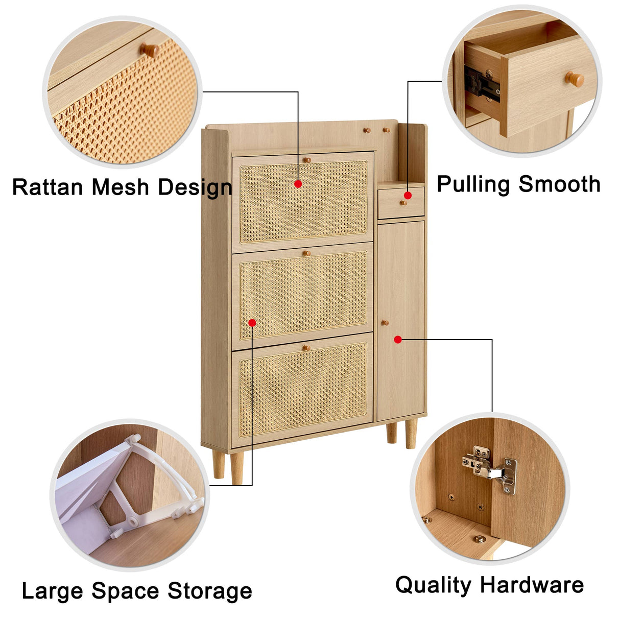 Modern minimalist storage cabinet MDF bed top cabinet Japanese rattan shoe cabinet, small home furniture - V.I.P Digital Presence