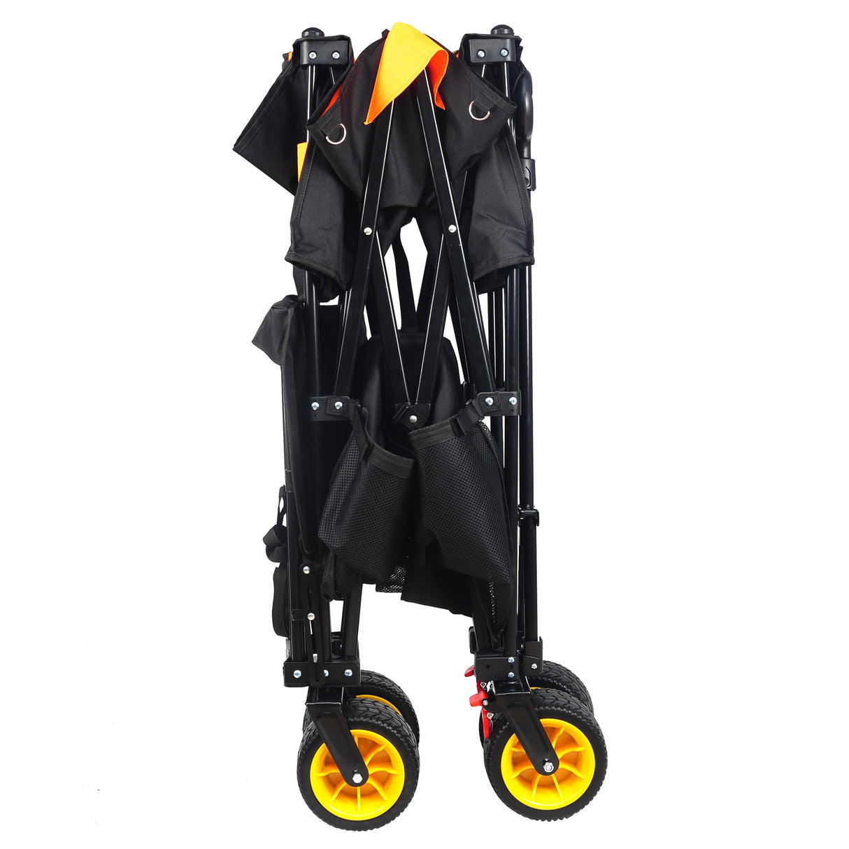Big large capacity Folding cart Extra Long Extender Wagon Cart Folding Wagon Garden Shopping Beach Cart (black +orange) - V.I.P Digital Presence