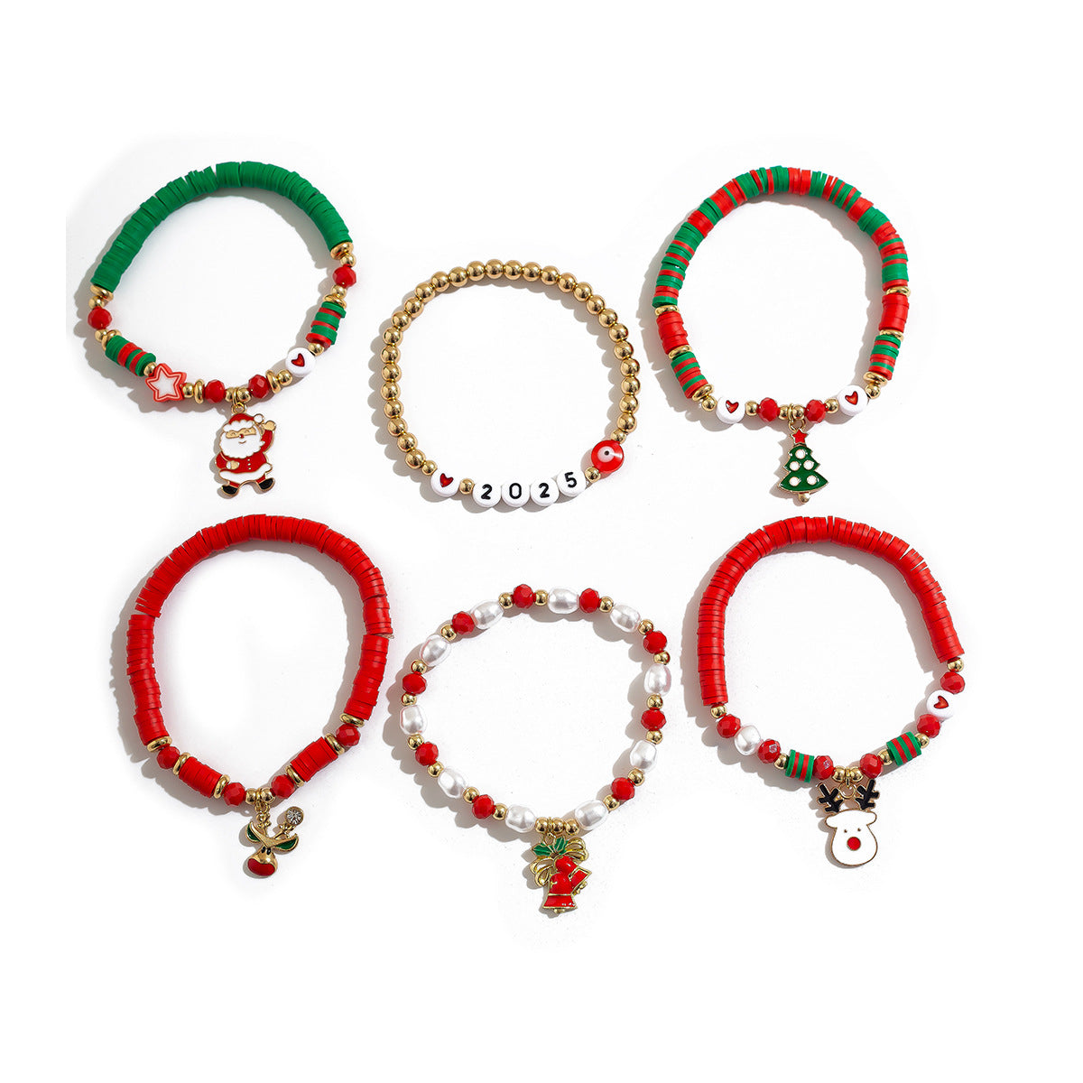 Christmas Candy Soft Ceramic CCB Bracelet Ins Wind Beaded Alloy Bracelet Set - V.I.P Digital Presence