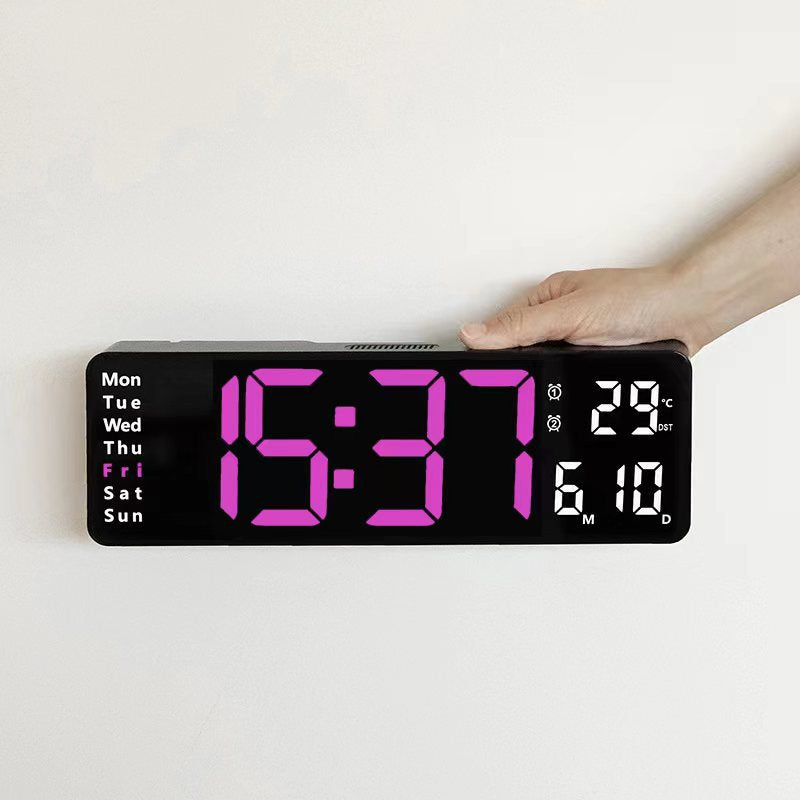 13/16 Inches Large LED Digital Wall Clock ,Wall Mounted Remote Control Temperature Date Week Display Timer Dual Alarm Clock - V.I.P Digital Presence