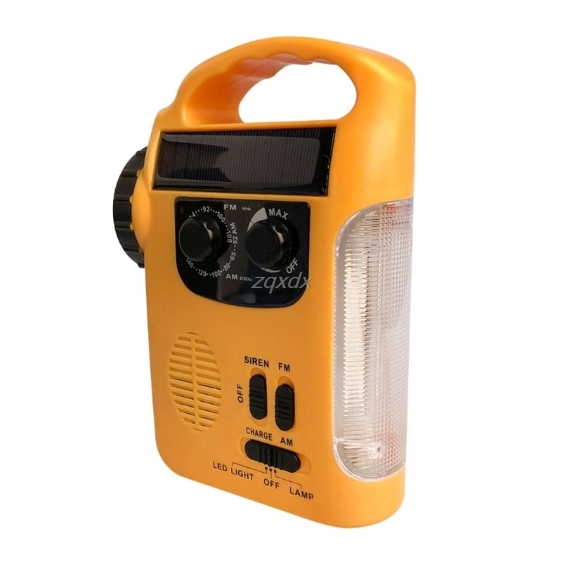 Outdoor Emergency Hand Crank Solar Dynamo AM/FM Radios Power Bank with LED Lamp - V.I.P Digital Presence