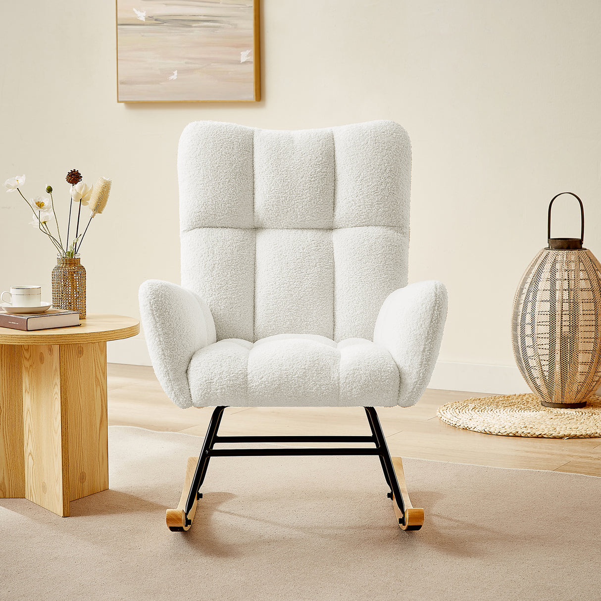 off white teddy fabric rocking chair - V.I.P Digital Presence