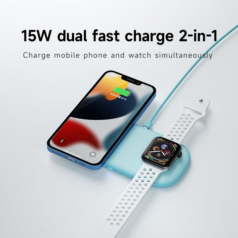 2-in-1 wireless charger suitable for Apple Watch, mobile phone multifunctional wireless charging, desktop ultra-thin - V.I.P Digital Presence