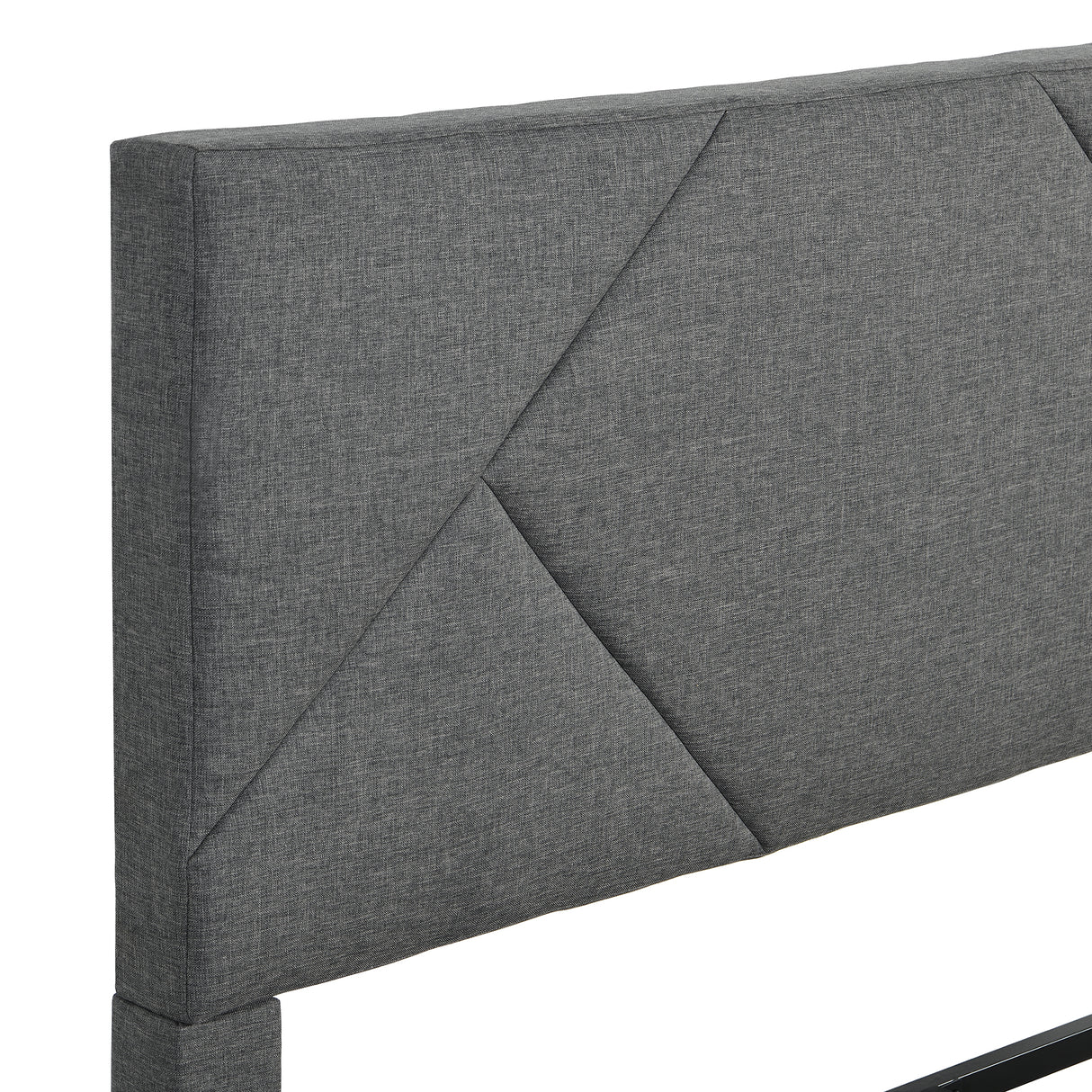 Queen Size Upholstered Platform Bed Frame Wood Slat Support Grey - V.I.P Digital Presence