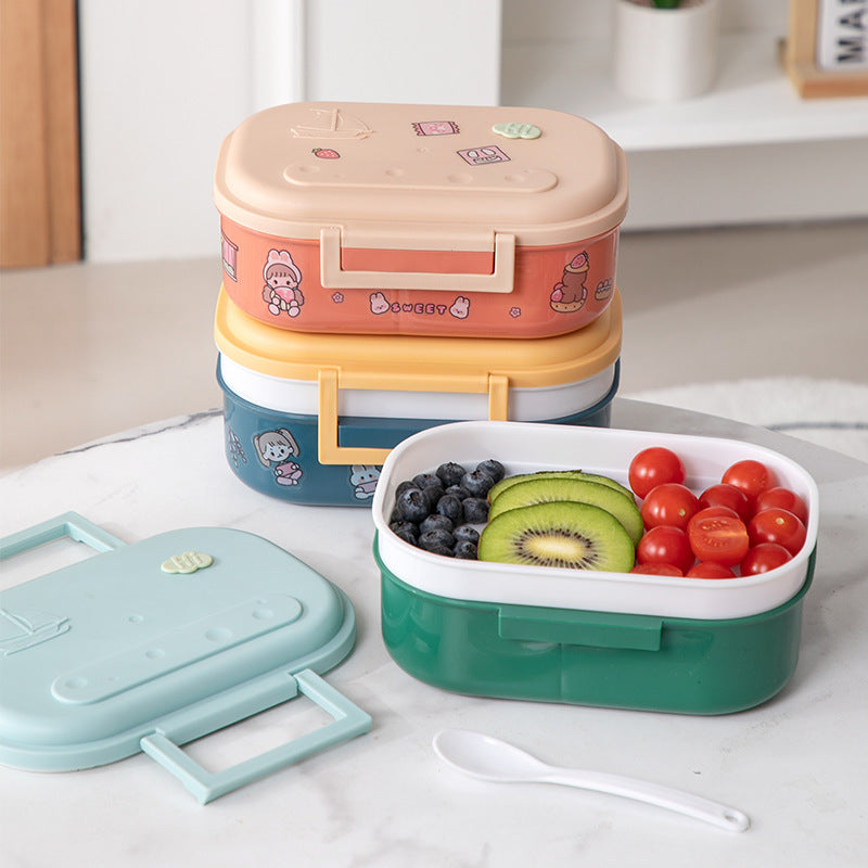 Cartoon cute portable square single layer lunch box with handle lunch box - V.I.P Digital Presence